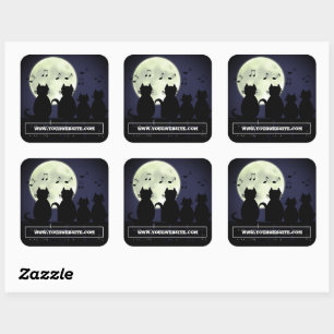 Sticker Carré caterwauling, Chats au clair de lune.