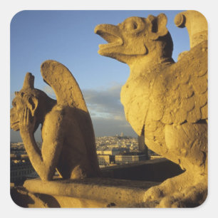 Sticker Carré Cathédrale de Chimera, re Dame, Paris, France