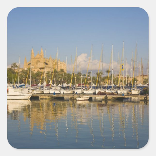 Sticker Carré Cathédrale et marina, Palma, Majorque, Espagne (Devant)