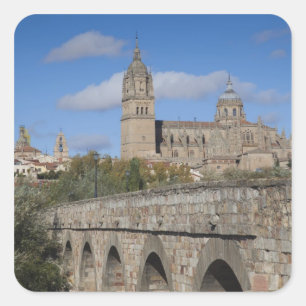 Sticker Carré Cathédrales de Salamanque, vues du Puente Romano