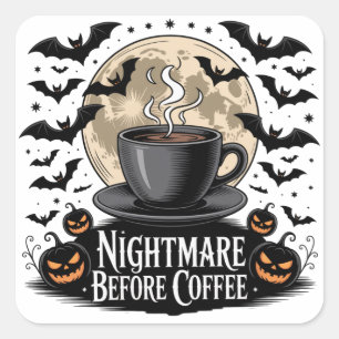 Sticker Carré Cauchemar Avant Halloween Café