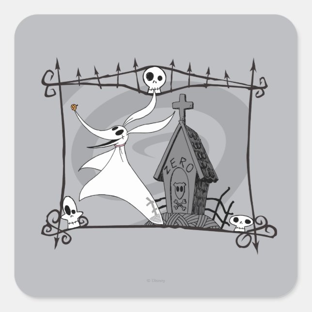 Sticker Carré Cauchemar avant Noël | Zéro dans le cimetière (Devant)