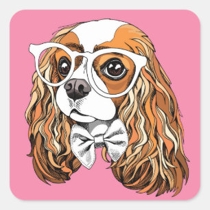 Sticker Carré Cavalier King Charles Spaniel Portrait