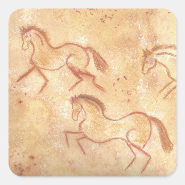 Sticker Carré Cave Drawing Painting of Horses (Devant)