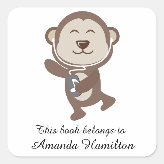Sticker Carré Ce livre appartient à Cute Dancing Bear (Devant)