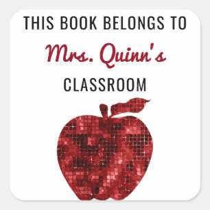 Sticker Carré Ce Livre Appartient À Teacher Personnalisé Apple