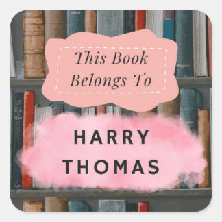 Sticker Carré "Ce livre appartient aux filles" avec une biblioth