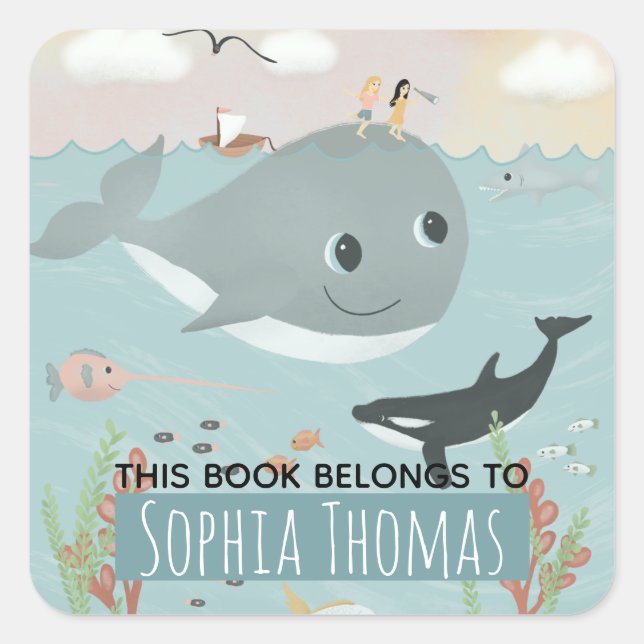 Sticker Carré 'Ce Livre Appartient' Plate-forme pour enfants de  (Devant)