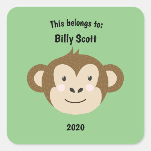 Sticker Carré Ce qui appartient au retour à l'école singe visage
