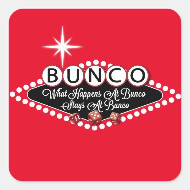Sticker Carré Ce Qui Se Passe À Bunco Séjourne À Bunco Fun (Devant)