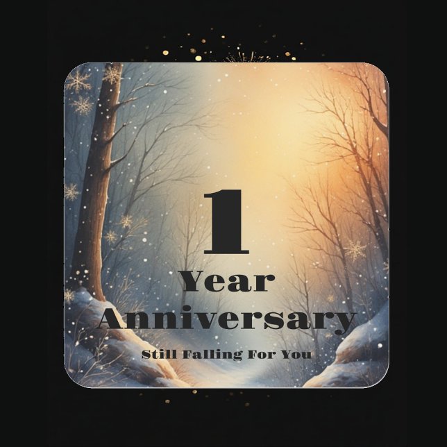 Sticker Carré Célébration de 1 an d'anniversaire de mariage touj (1st Year Anniversary Still Falling For You Bond Square Sticker)