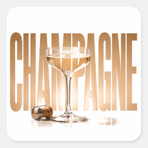 Sticker Carré Célébration de Luxe Champagne Style Graphique Édit