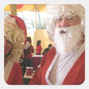 Sticker Carré Célébration de Noël de père Noël et Mme Claus - Fe