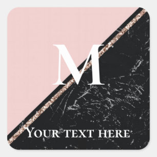 Sticker Carré célébrations de texture de marbre rose et noir 
