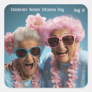 Sticker Carré Célébrer la Journée des seniors