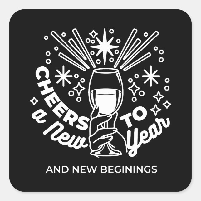 Sticker Carré Célébrer les nouveaux débuts Vin Verre Illustratio (Devant)
