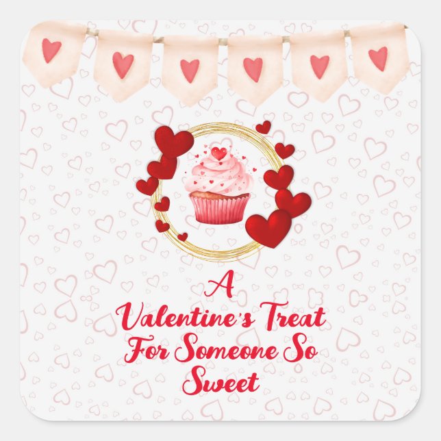 Sticker Carré Célébrez un petit gâteau pour un cadeau sucré (Devant)