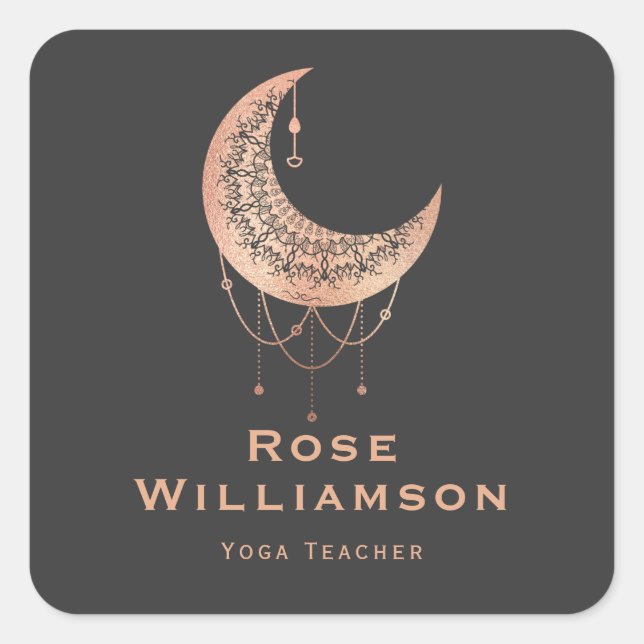 Sticker Carré Céleste Rose Gold Crescent Lune affaires (Devant)