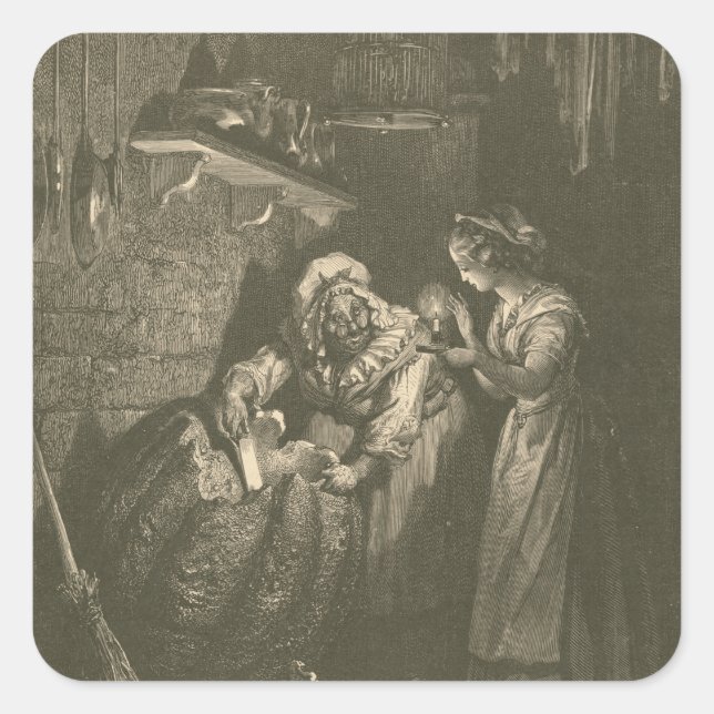 Sticker Carré Cendrillon Citrouille - Gustave Doré (Devant)