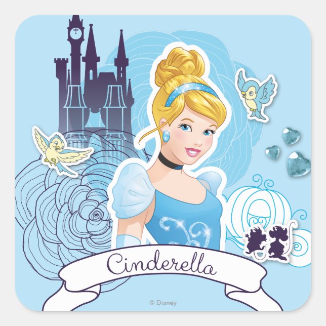 Sticker Carré Cendrillon - Coeur Gracieux (Devant)