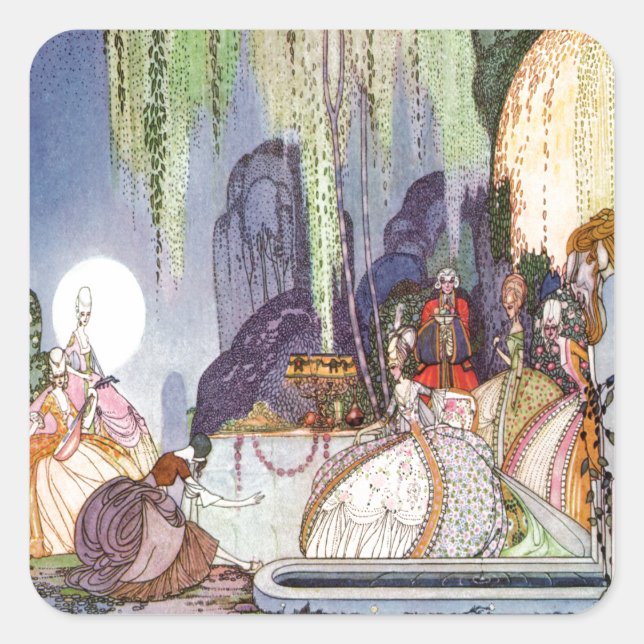 Sticker Carré Cendrillon de Kay Nielsen à la boule (Devant)