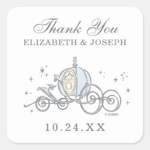 Sticker Carré Cendrillon   Merci Mariage de conte de verdure