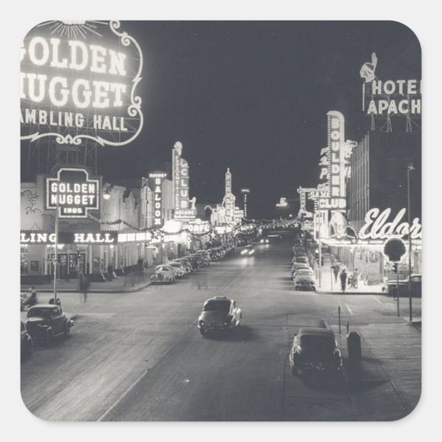 Sticker Carré Centre-ville Las Vegas Retro (Devant)