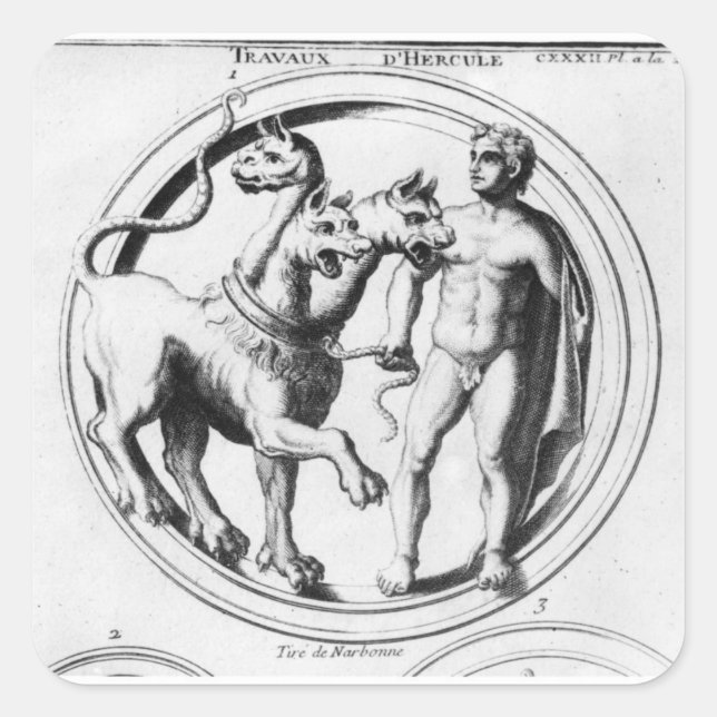 Sticker Carré Cerberus nommé par Hercules (Devant)