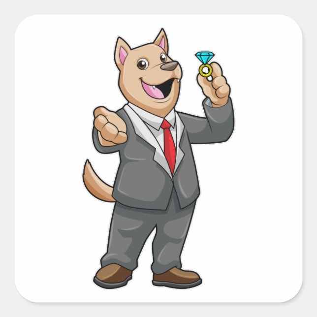 Sticker Carré Cercle Mariage Mariage de chien (Devant)