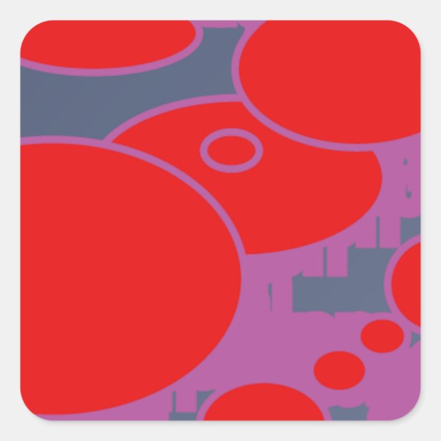Sticker Carré cercle rouge et bleu foncé violet art abstrait (Devant)