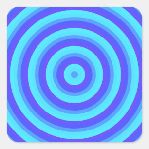 Sticker Carré Cercles bleus de néon psychédélique