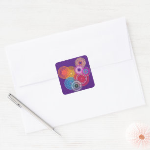 Sticker Carré Cercles multicolores