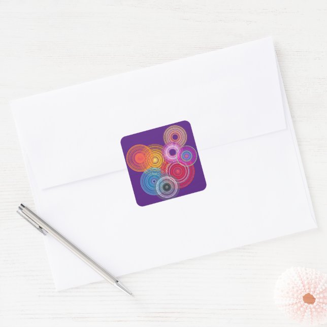 Sticker Carré Cercles multicolores (Enveloppe)