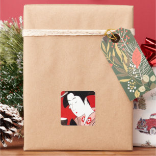 Sticker Carré Cérémonie japonaise du thé de dame Art Imprimer