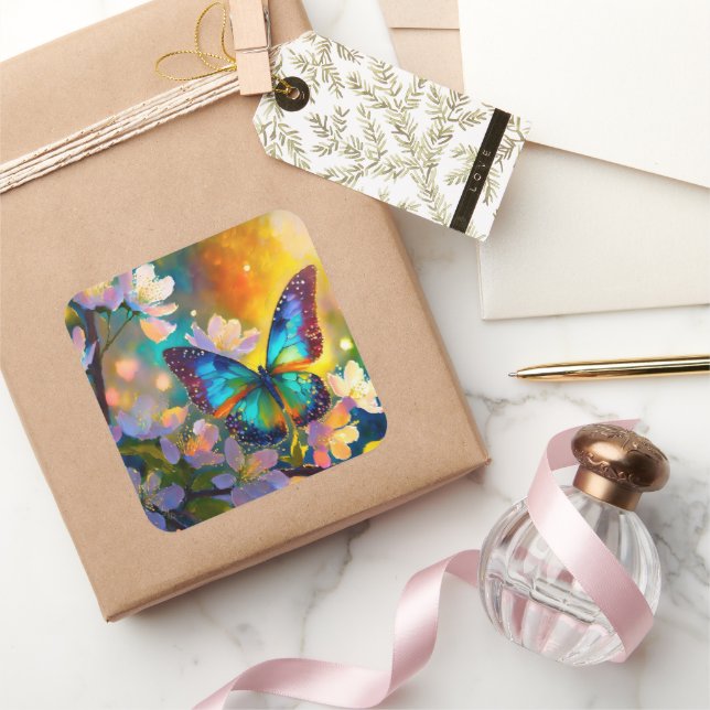 Sticker Carré Cerise Imaginaire Sunrise Papillon  (Cadeaux)