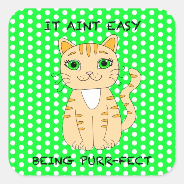 Sticker Carré C'Est Facile D'Être Purffait | Jeu de chat (Devant)