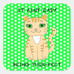 Sticker Carré C'Est Facile D'Être Purffait   Jeu de chat