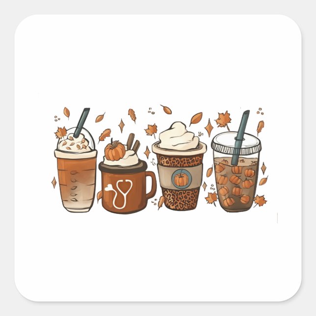 Sticker Carré C'est la dernière saison Citrouille Spice Coffee A (Devant)