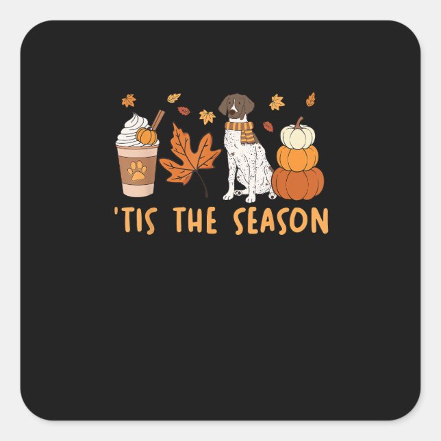 Sticker Carré C'Est La Saison Allemand Raccourci Chien Chute Cit (Devant)