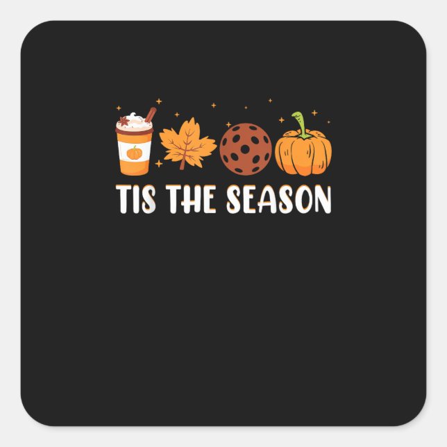 Sticker Carré C'Est La Saison Café Automne Pickleball Et Hallowe (Devant)