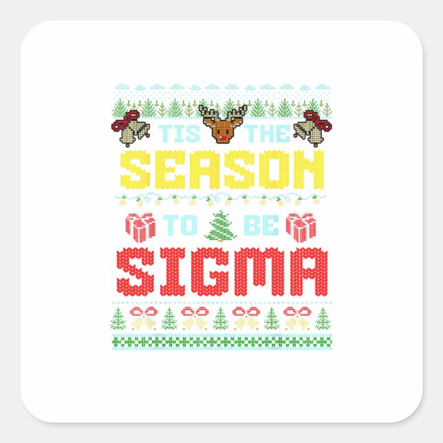 Sticker Carré C'Est La Saison D'Être Sigma Noël Brainrot Fer (Devant)