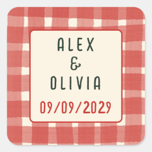 Sticker Carré C'est l'Amore Plaid Italien PERSONNALISÉ Mariage