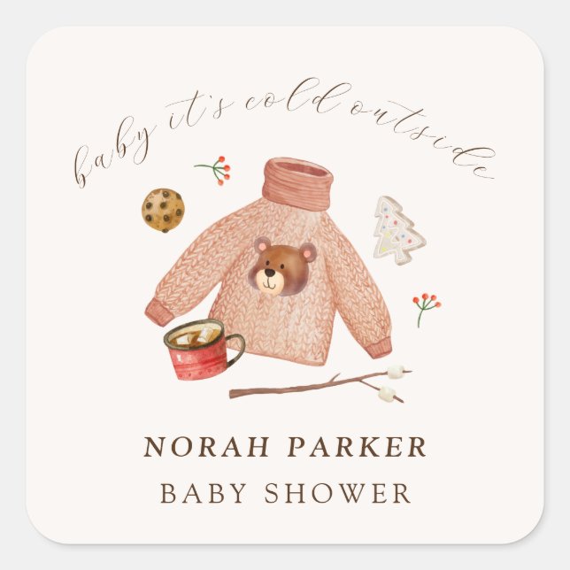 Sticker Carré C'est le Baby shower des vêtements de camping froi (Devant)