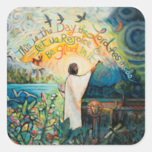 Sticker Carré C'est le Jour où le Seigneur a fait un autocollan