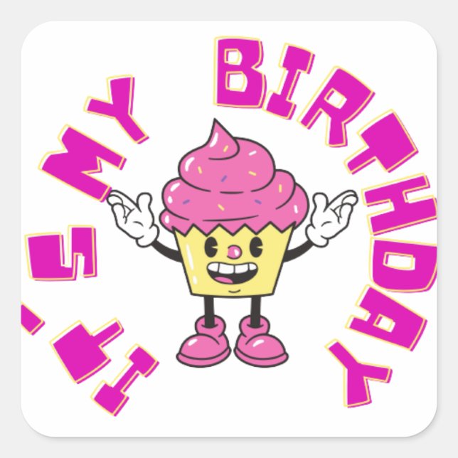 Sticker Carré C'est mon anniversaire (Devant)