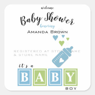 Sticker Carré C'est un Baby shower de garçon