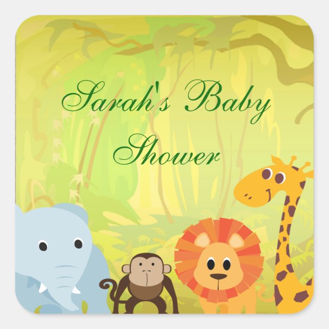 Sticker Carré C'est un Baby shower de jungle (Devant)