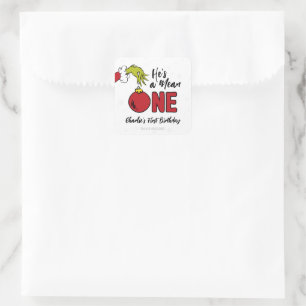 Sticker Carré C'est un Mean One   Anniversaire de Grinch
