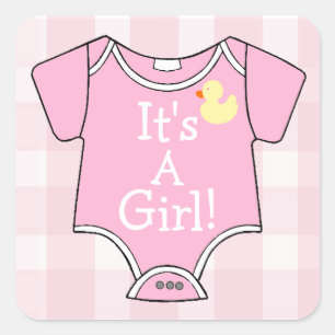 Sticker Carré C'est un Onsie Fille-Rose