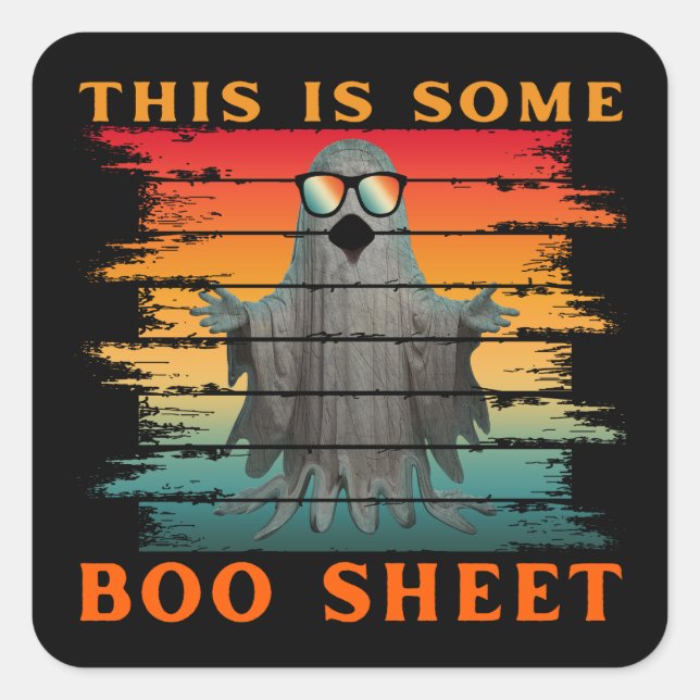 Sticker Carré C'est une feuille de livre drôle halloween fantôme (Devant)